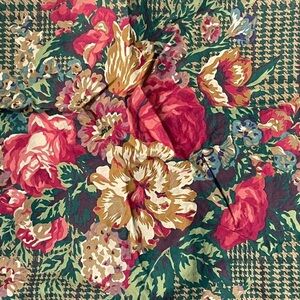 Vintage Ralph Lauren Catherine Dark Deadstock Floral Houndstooth Euro Sham 26in